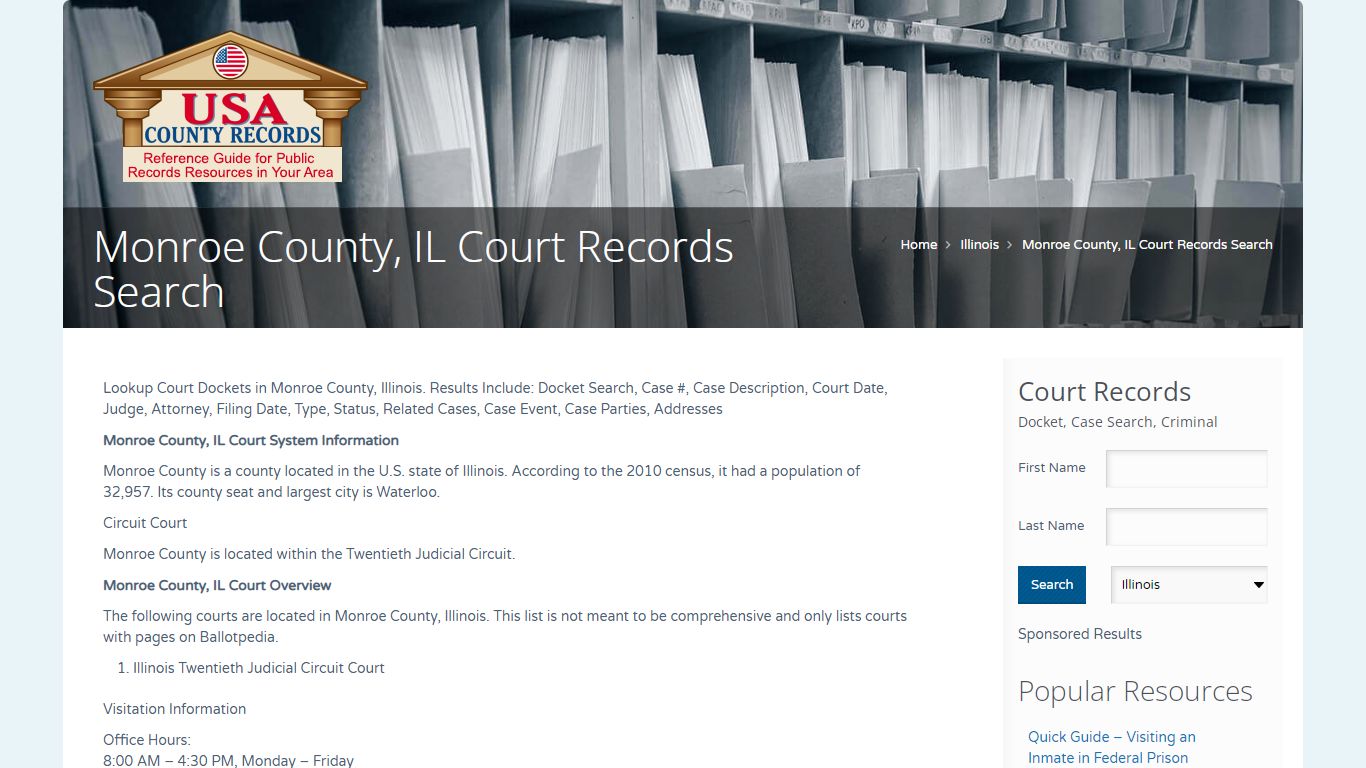 Monroe County, IL Court Records Search | Name Search